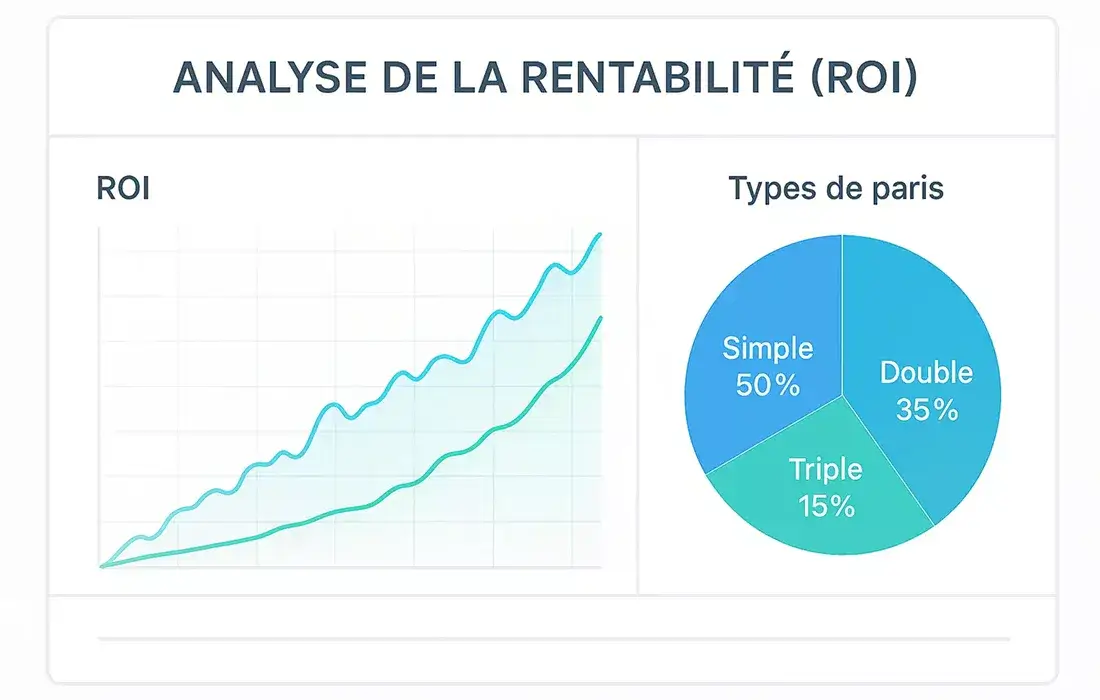 Tableau de bord financier montrant les statistiques de ROI et performance des paris double chance