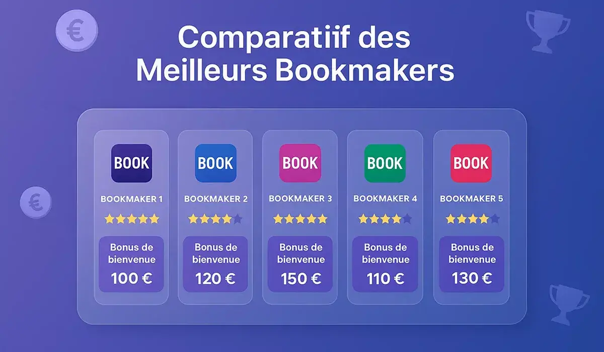 Tableau comparatif des meilleurs bookmakers français avec leurs offres et bonus