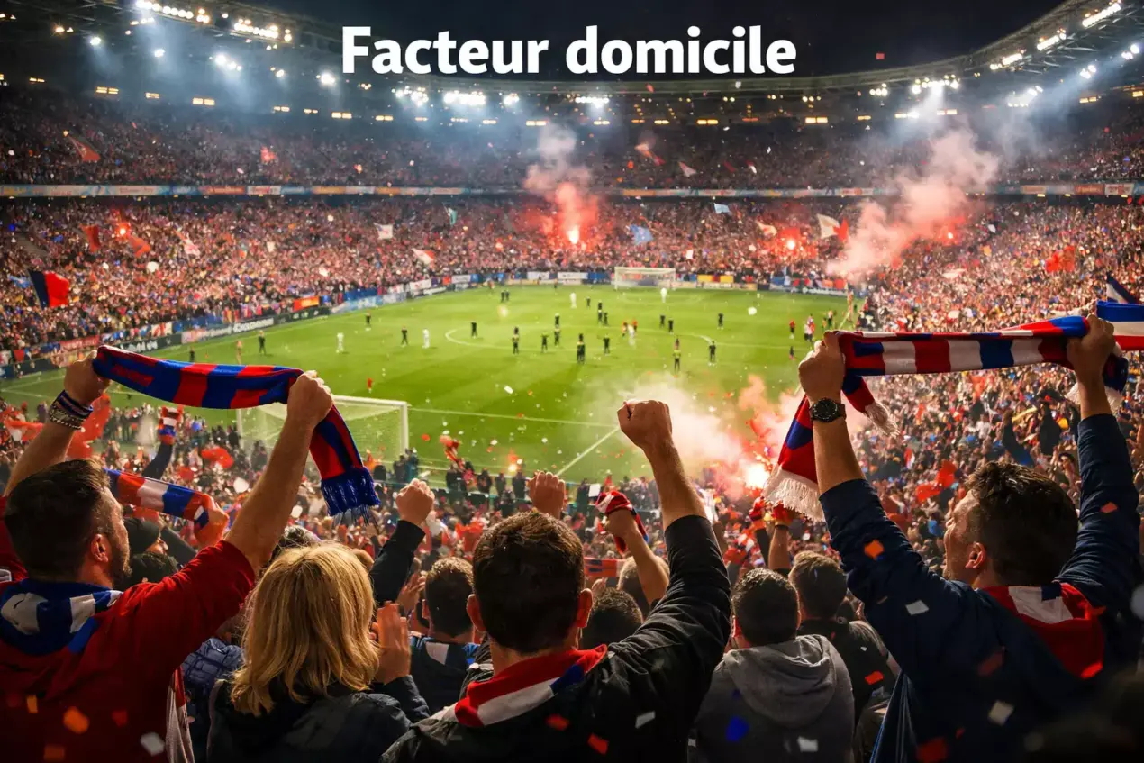 Supporters de football encourageant leur équipe dans un stade plein