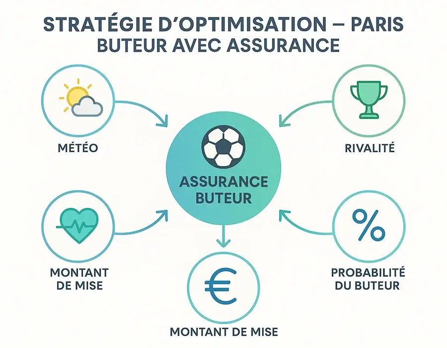 Schéma stratégique du processus de décision pour les paris buteur avec assurance