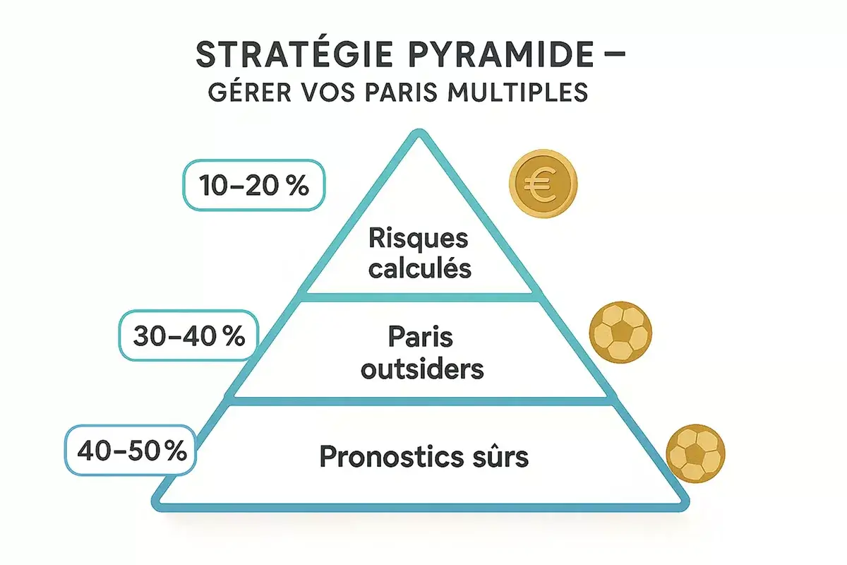 Infographie de la stratégie pyramidale pour les paris combinés
