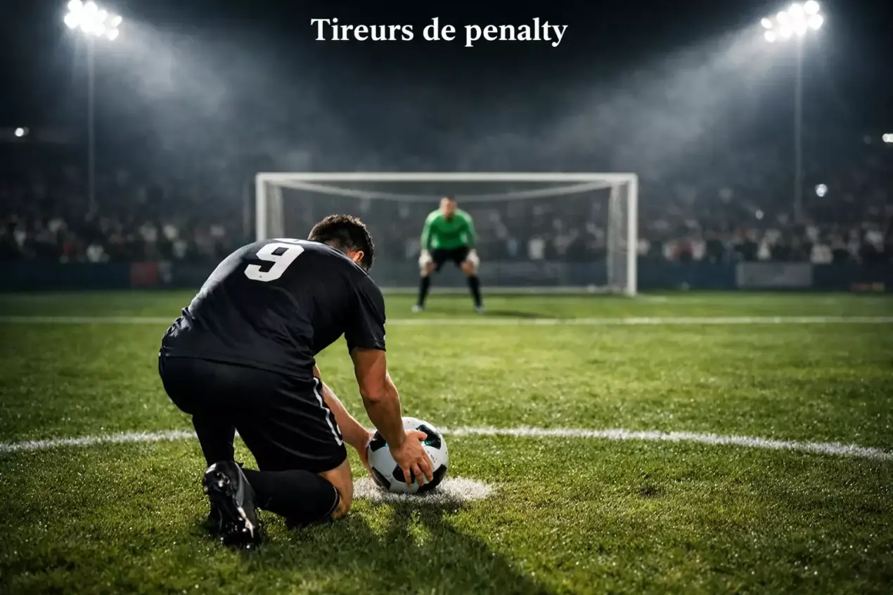 Joueur de football posant le ballon sur le point de penalty